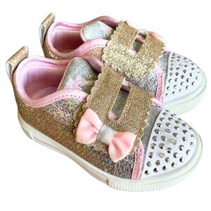 S Sport by Skechers Toddler Girl Lexi Light Up Pink Glitter Bow Sneaker - Sz